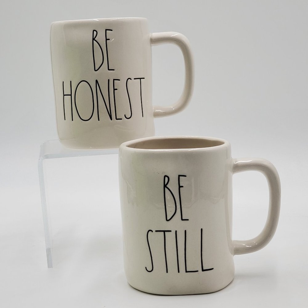 Rae Dunn Pottery Mugs “BE STILL” & “BE HONEST” - Picture 7 of 14
